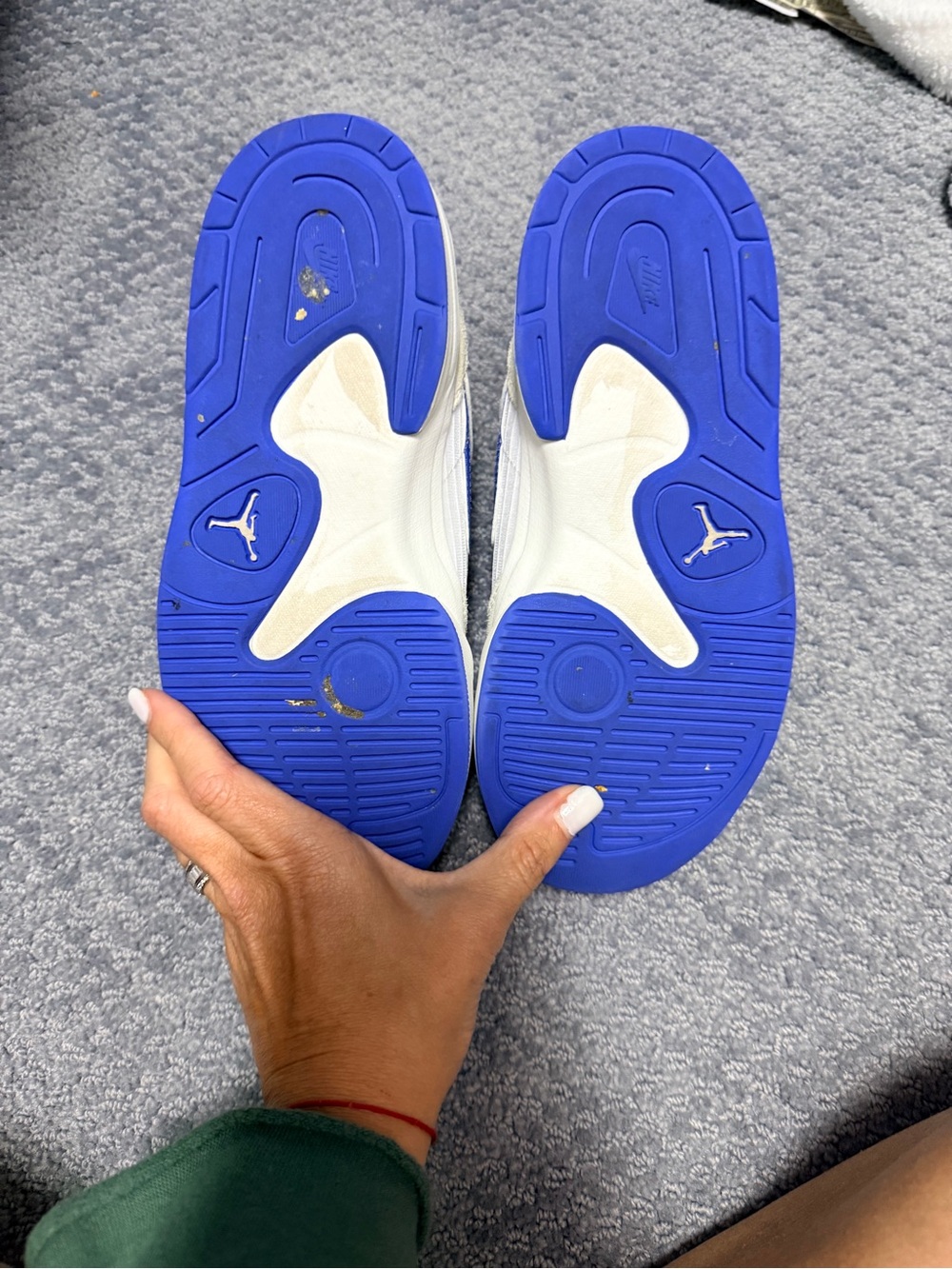 Jordan Kids White and Royal Blue Low-Top Sneakers - Picture 3 of 4